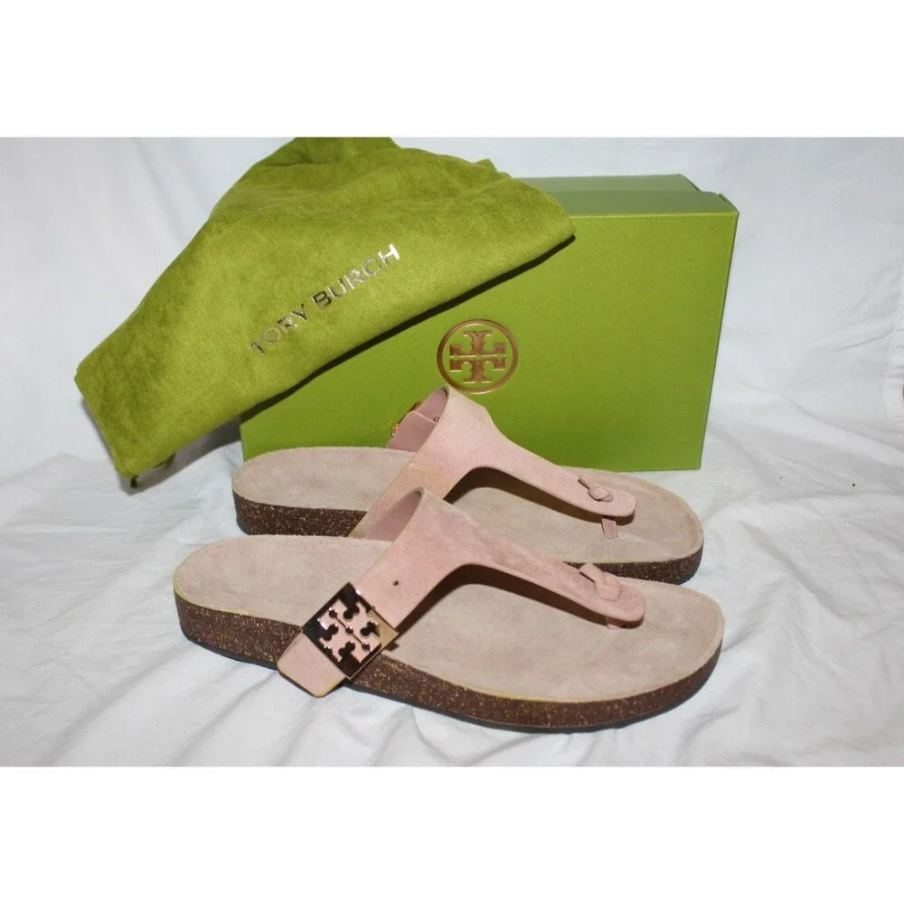 Tory Burch Women's Mellow Buckle Slide Thong Suede Sandals NIB MALVA/AROLA 11
